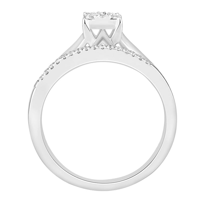 LADIES BRIDAL RING SET 1/3 CT ROUND DIAMOND 10K WHITE GOLD