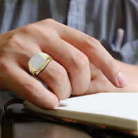 Thumbnail for MEN'S RING 1/4 CT ROUND DIAMOND 10K YELLOW GOLD