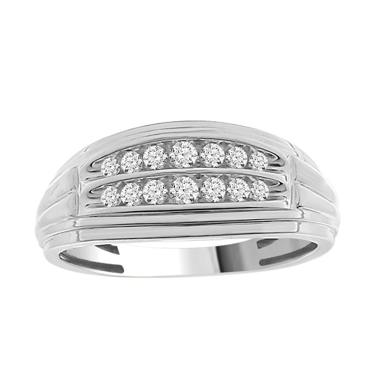 MEN'S RING 1/4 CT ROUND DIAMOND 10K WHITE GOLD