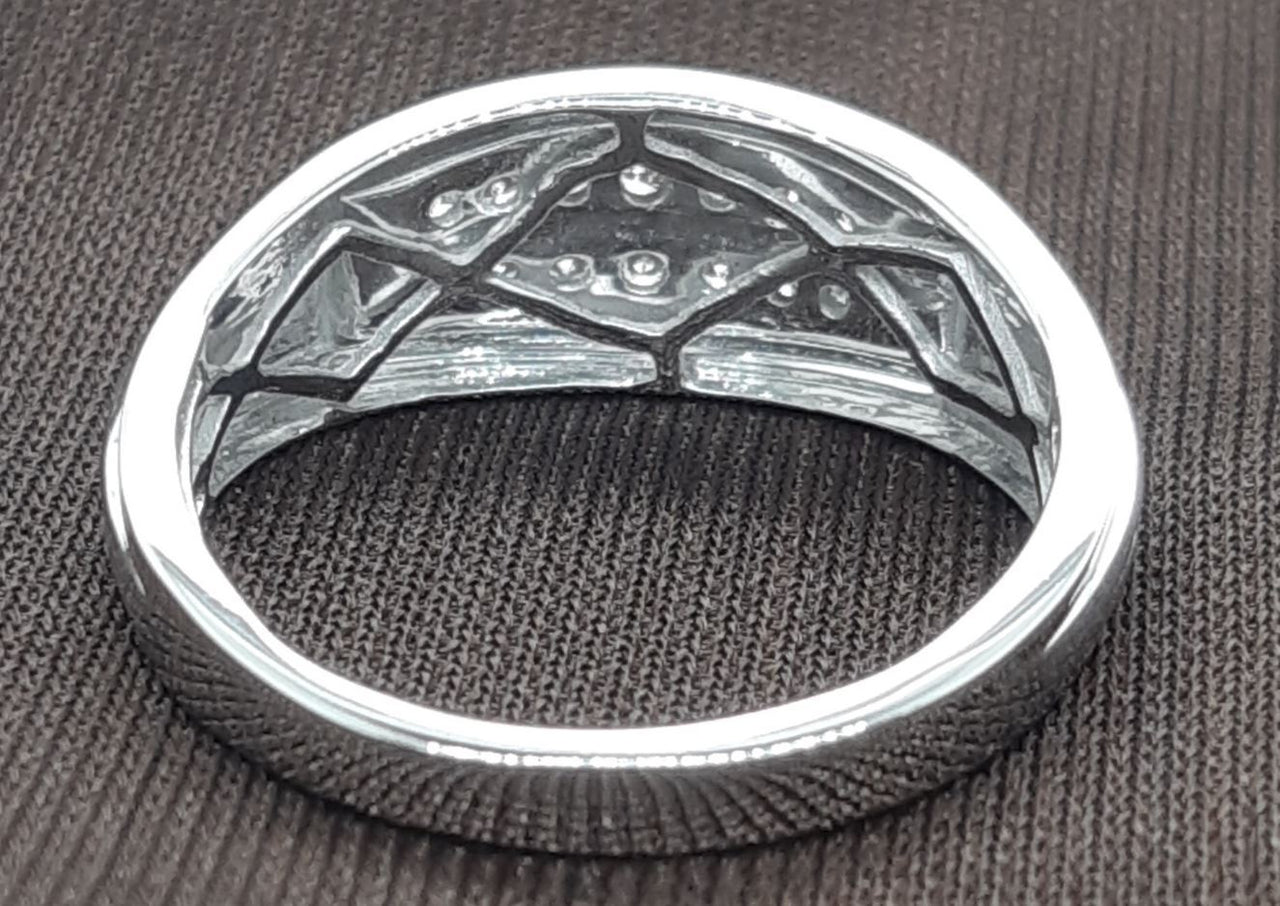 MEN'S RING 1/4 CT ROUND DIAMOND 10K WHITE GOLD