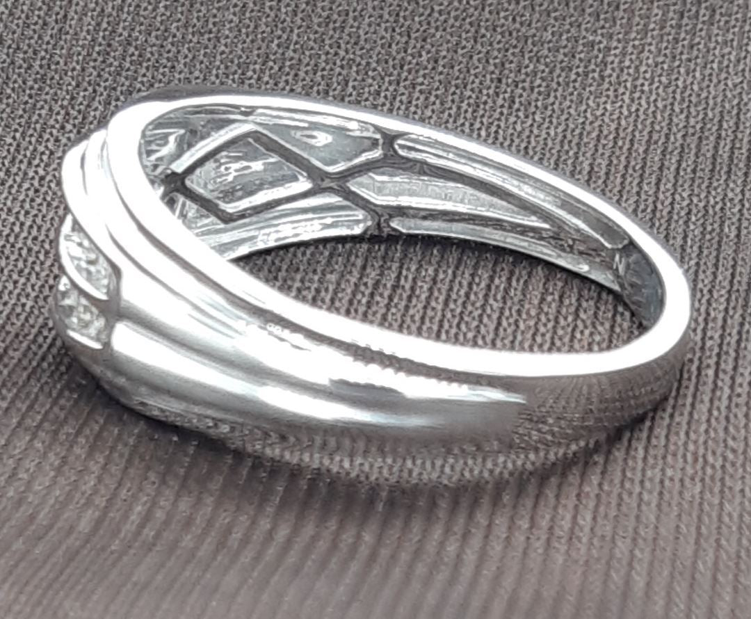MEN'S RING 1/4 CT ROUND DIAMOND 10K WHITE GOLD