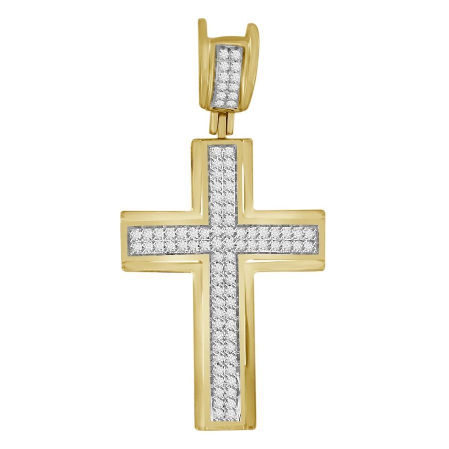 MEN'S CROSS 1/3 CT ROUND DIAMOND 10K YELLOW GOLD
