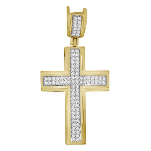 MEN'S CROSS 1/3 CT ROUND DIAMOND 10K YELLOW GOLD