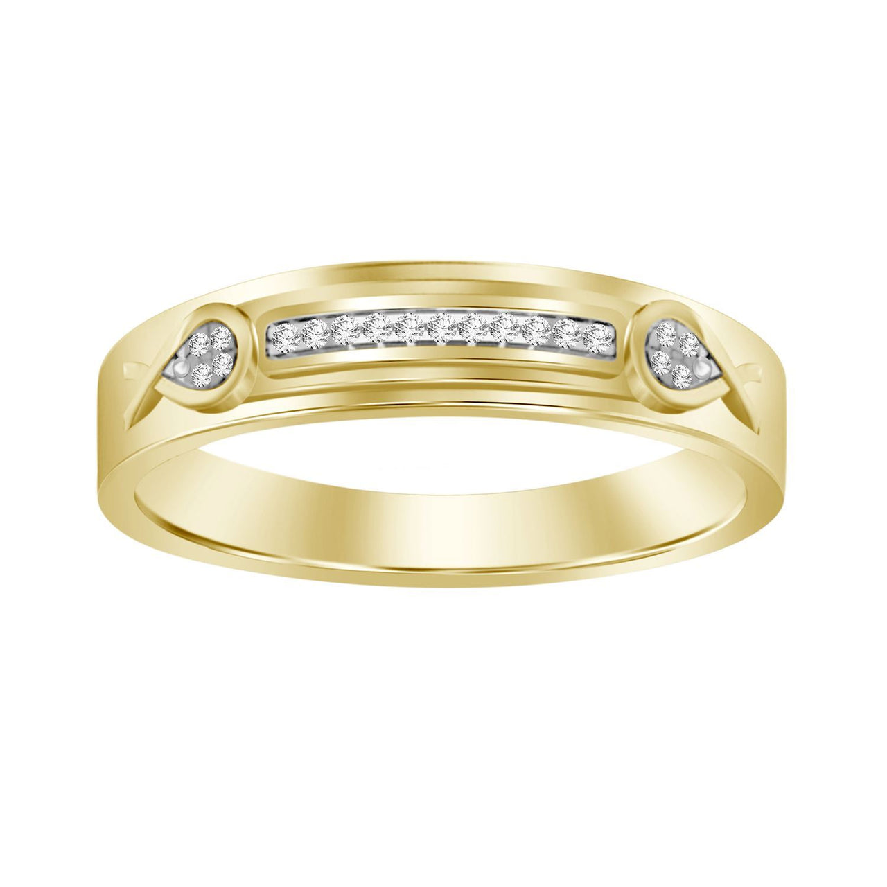 MEN'S BAND 1/20 CT ROUND DIAMOND 10K YELLOW GOLD