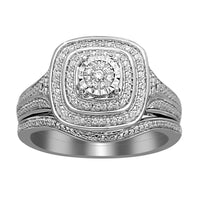 Thumbnail for LADIES BRIDAL RING SET 1/10 CT ROUND DIAMOND SILVER