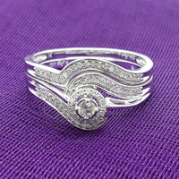 Thumbnail for LADIES BRIDAL RING SET 1/4 CT ROUND DIAMOND 10K WHITE GOLD