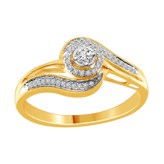 LADIES BRIDAL RING SET 1/4 CT ROUND DIAMOND 10K YELLOW GOLD