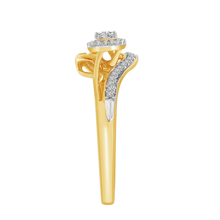 LADIES BRIDAL RING SET 1/4 CT ROUND DIAMOND 10K YELLOW GOLD