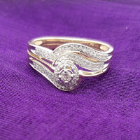 Thumbnail for LADIES BRIDAL RING SET 1/4 CT ROUND DIAMOND 10K YELLOW GOLD