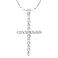 Thumbnail for MEN'S CROSS 2 CT ROUND DIAMOND 14K WHITE GOLD