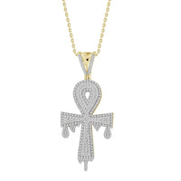 Thumbnail for MEN'S CROSS 1/2 CT ROUND DIAMOND 10K YELLOW GOLD