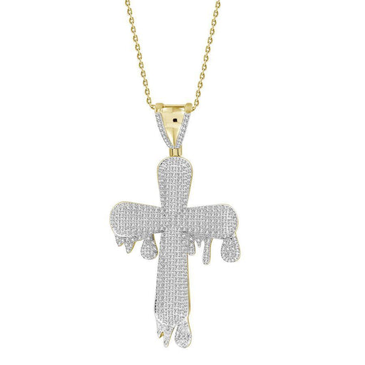 MEN'S CROSS 1/2 CT ROUND DIAMOND 10K YELLOW GOLD