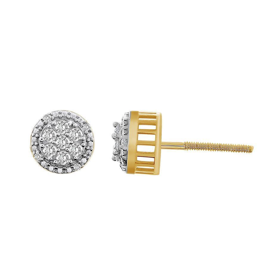 MEN'S EARRING 1/3 CT ROUND DIAMOND 10K YELLOW GOLD