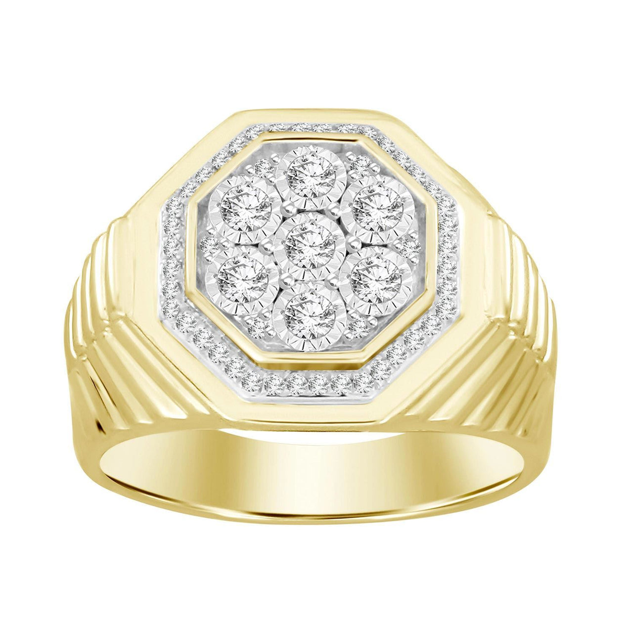 MEN'S RING 1/3 CT ROUND DIAMOND 10K YELLOW GOLD
