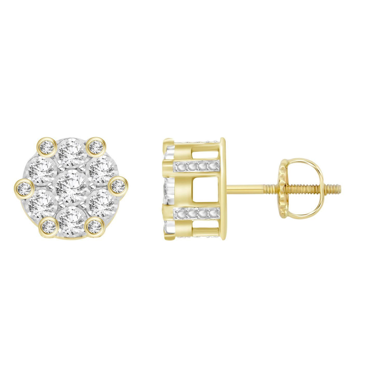 MEN'S EARRING 1/4 CT ROUND DIAMOND 10K YELLOW GOLD