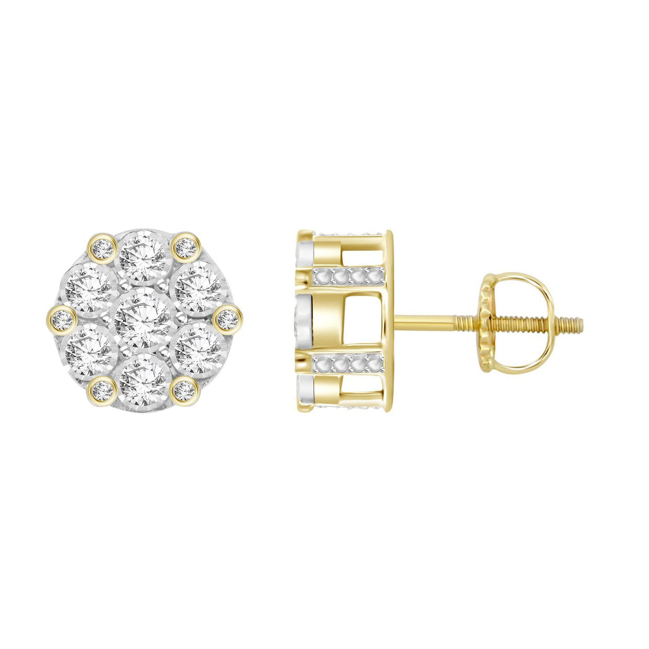 MEN'S EARRING 1/2 CT ROUND DIAMOND 10K YELLOW GOLD