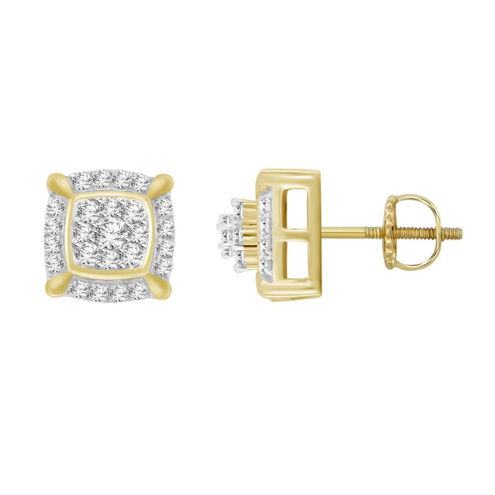 MEN'S EARRING 1/4 CT ROUND DIAMOND 10K YELLOW GOLD