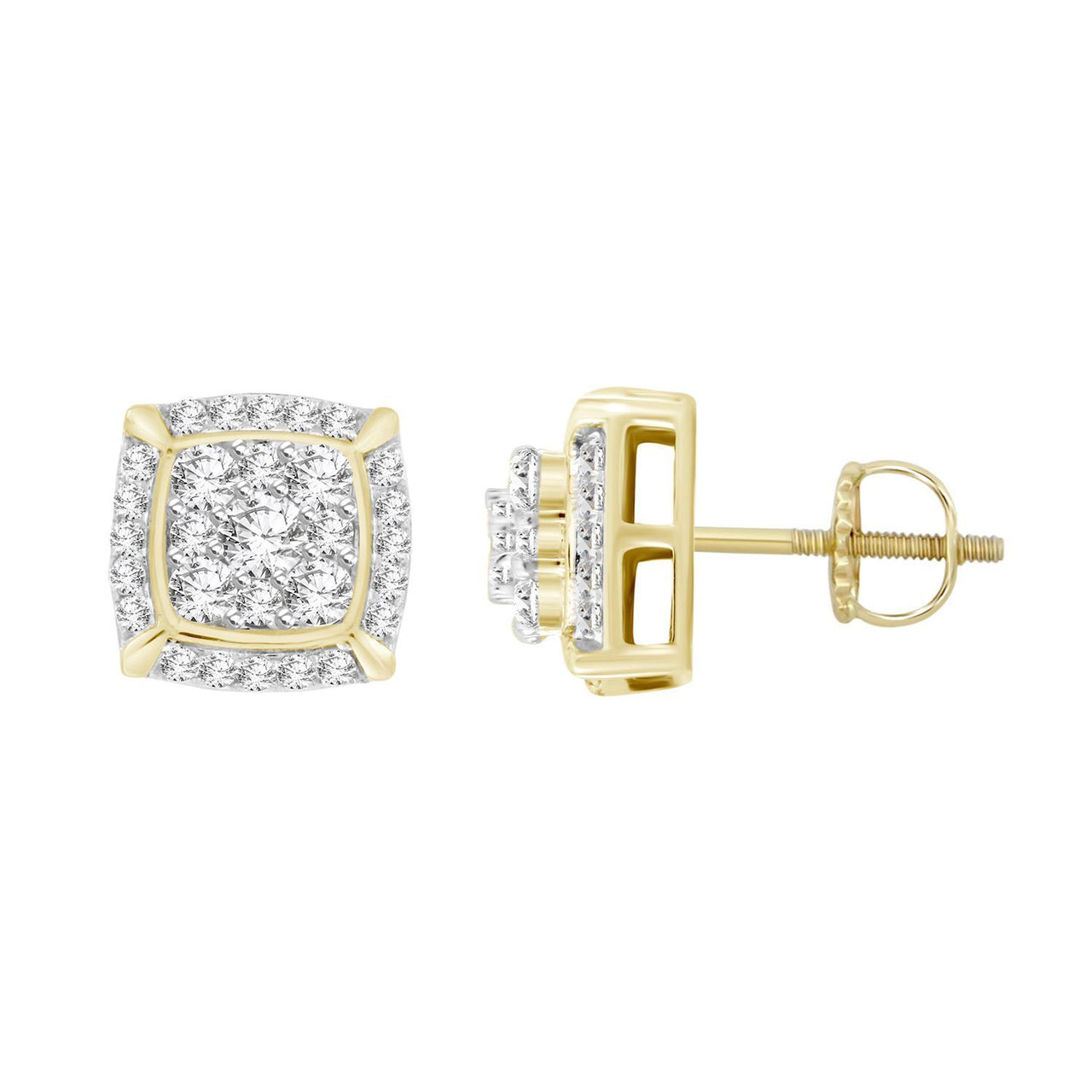 MEN'S EARRING 1/2 CT ROUND DIAMOND 10K YELLOW GOLD