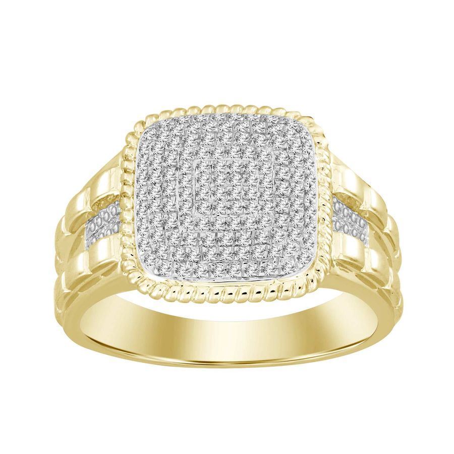 MEN'S RING 1/4 CT ROUND DIAMOND 10K YELLOW GOLD