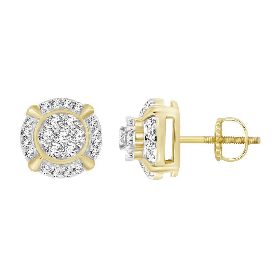 MEN'S EARRING 1/4 CT ROUND DIAMOND 10K YELLOW GOLD