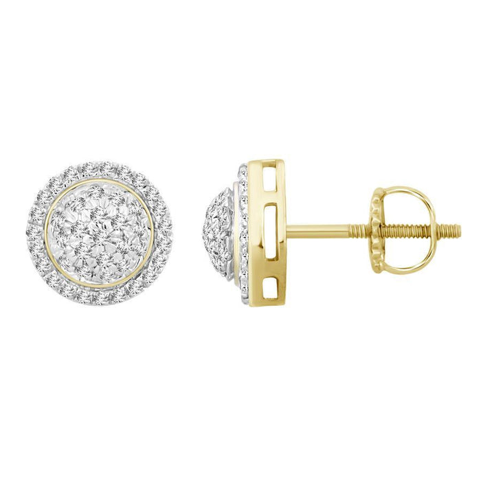 MEN'S EARRING 1/4 CT ROUND DIAMOND 10K YELLOW GOLD