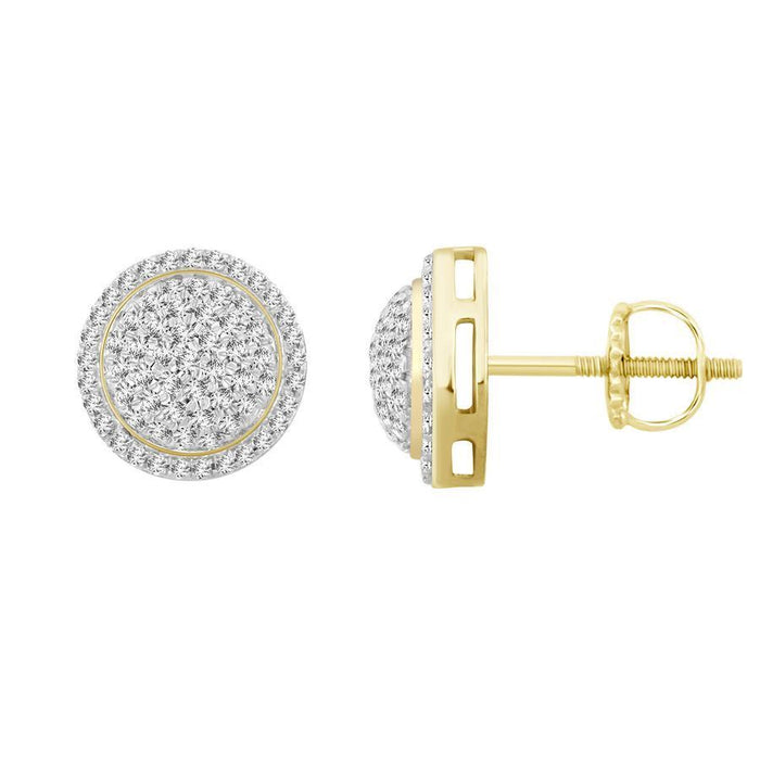 MEN'S EARRING 1/3 CT ROUND DIAMOND 10K YELLOW GOLD