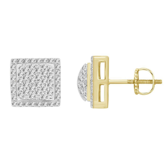 MEN'S EARRING 1/4 CT ROUND DIAMOND 10K YELLOW GOLD