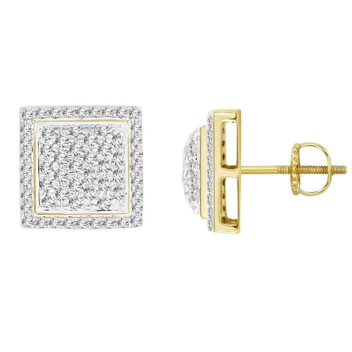 MEN'S EARRING 1/3 CT ROUND DIAMOND 10K YELLOW GOLD