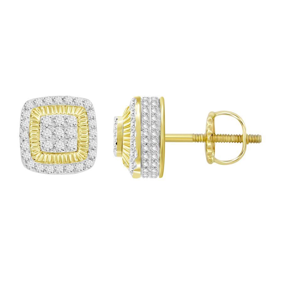 MEN'S EARRING 1/4 CT ROUND DIAMOND 10K YELLOW GOLD