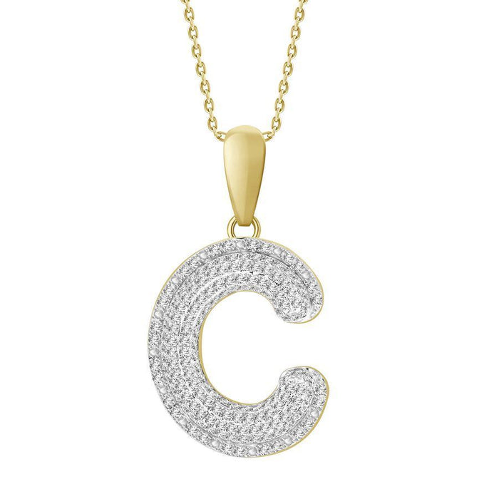 MEN'S PENDANT 3/8 CT ROUND DIAMOND 10K YELLOW GOLD