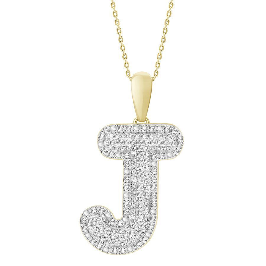 MEN'S PENDANT 3/8 CT ROUND DIAMOND 14K YELLOW GOLD