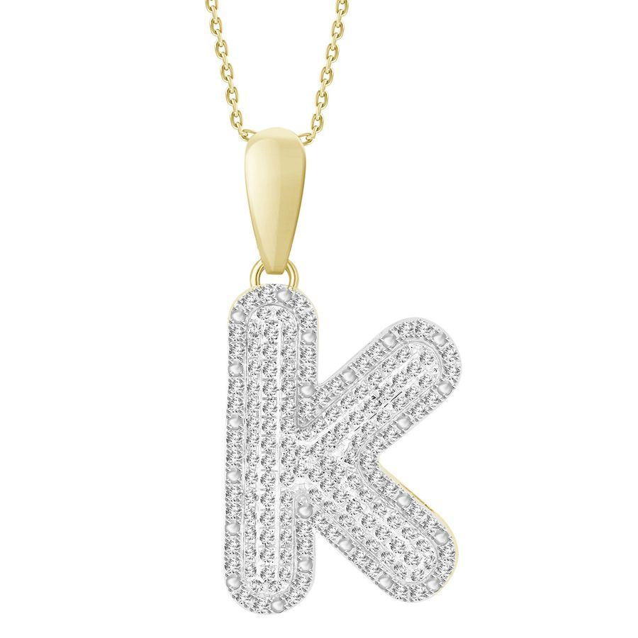 MEN'S PENDANT 3/8 CT ROUND DIAMOND 14K YELLOW GOLD