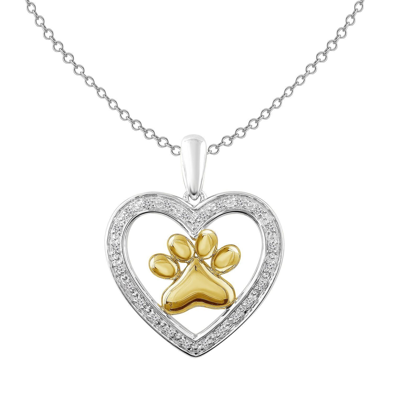 LADIES PENDANT 1/20 CT ROUND DIAMOND 10K TT WHITE & YELLOW GOLD