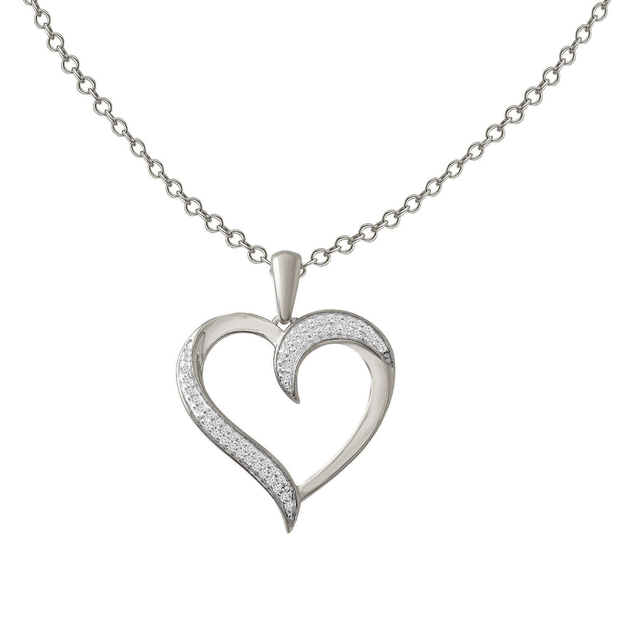 LADIES PENDANT 1/10 CT ROUND DIAMOND 10K WHITE GOLD