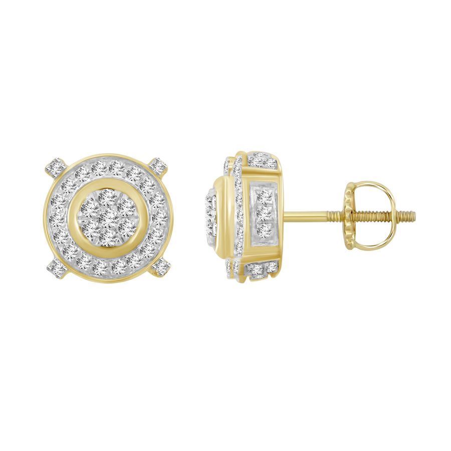 MEN'S EARRING 1/4 CT ROUND DIAMOND 10K YELLOW GOLD