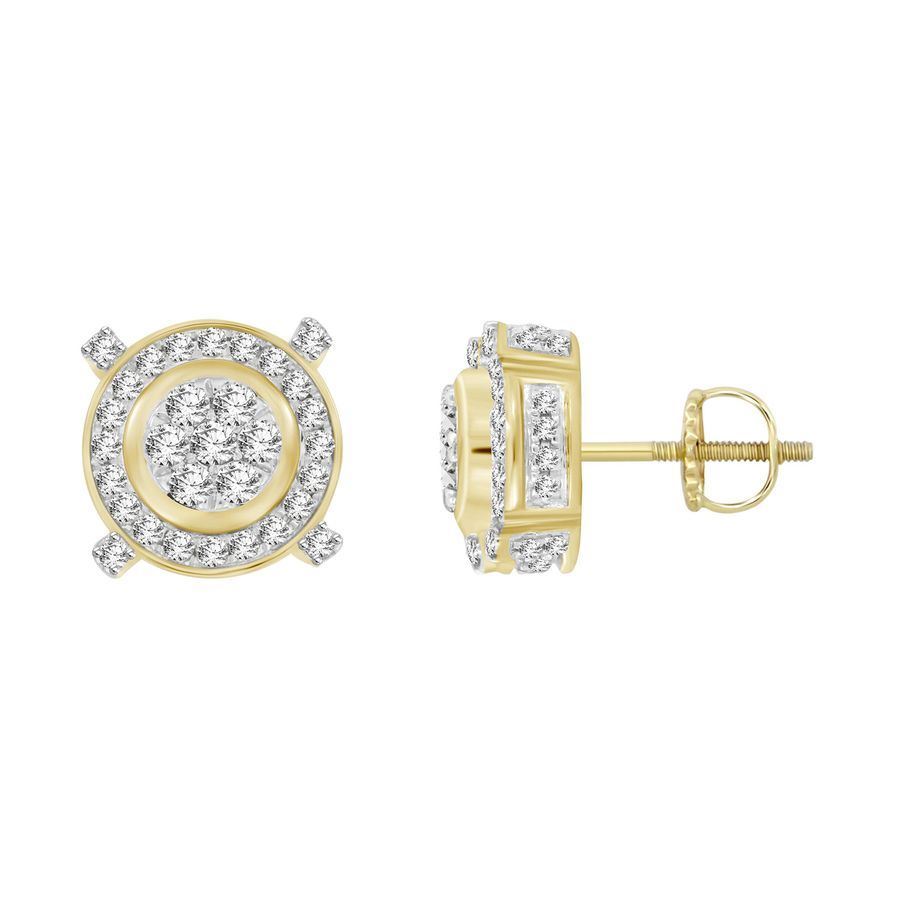 MEN'S EARRING 1/2 CT ROUND DIAMOND 10K YELLOW GOLD