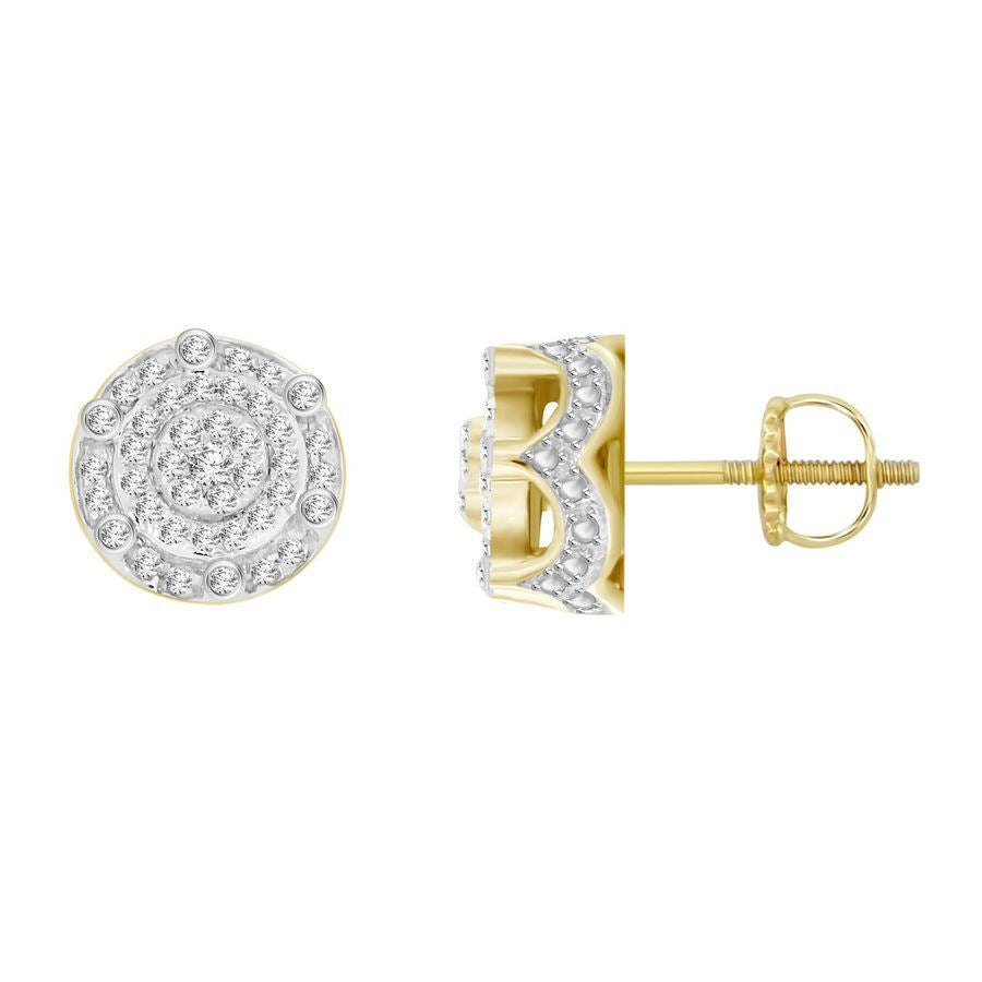 MEN'S EARRING 1/4 CT ROUND DIAMOND 10K YELLOW GOLD
