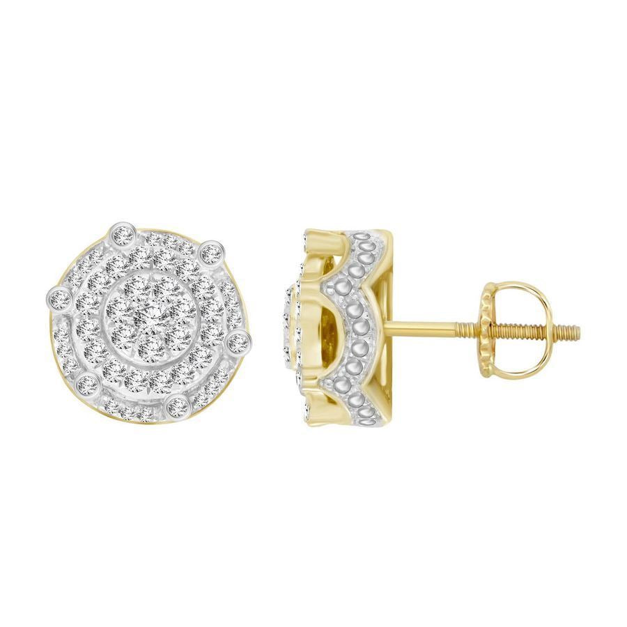MEN'S EARRING 5/8 CT ROUND DIAMOND 10K YELLOW GOLD