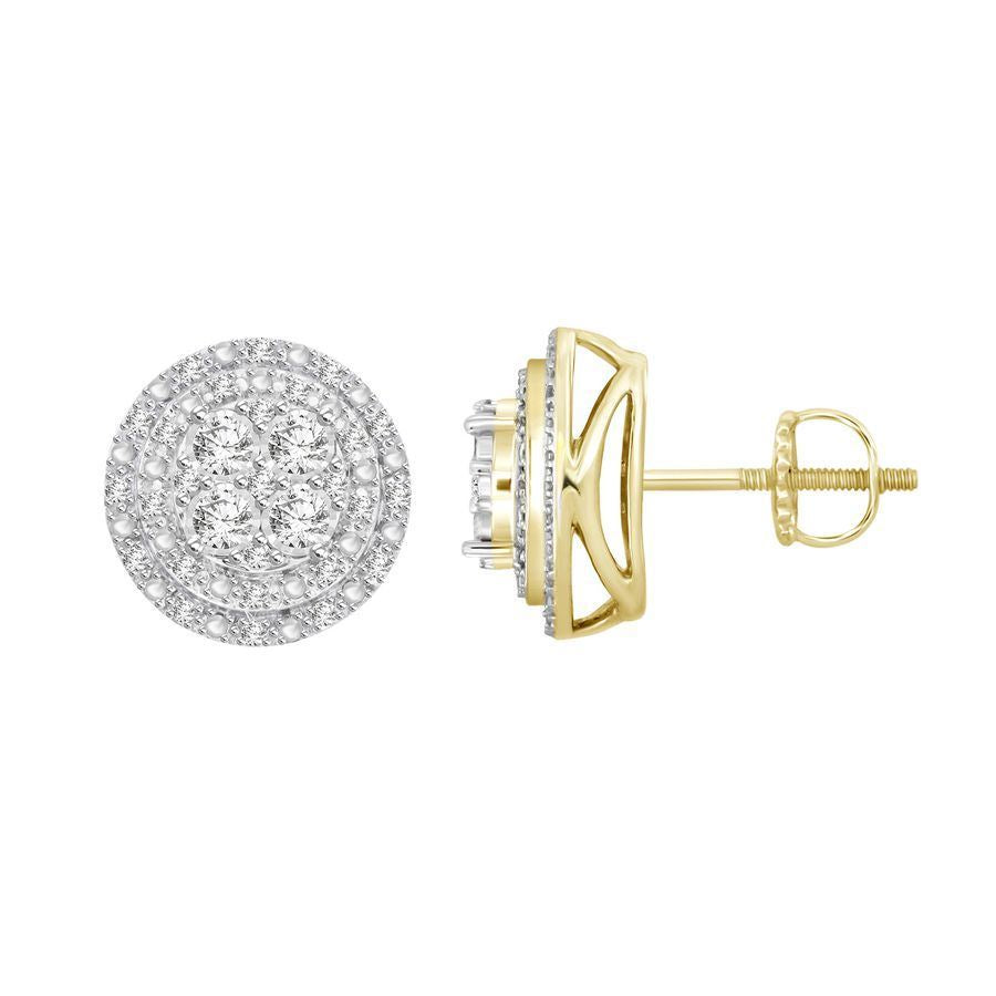 MEN'S EARRING 1/5 CT ROUND DIAMOND 10K YELLOW GOLD