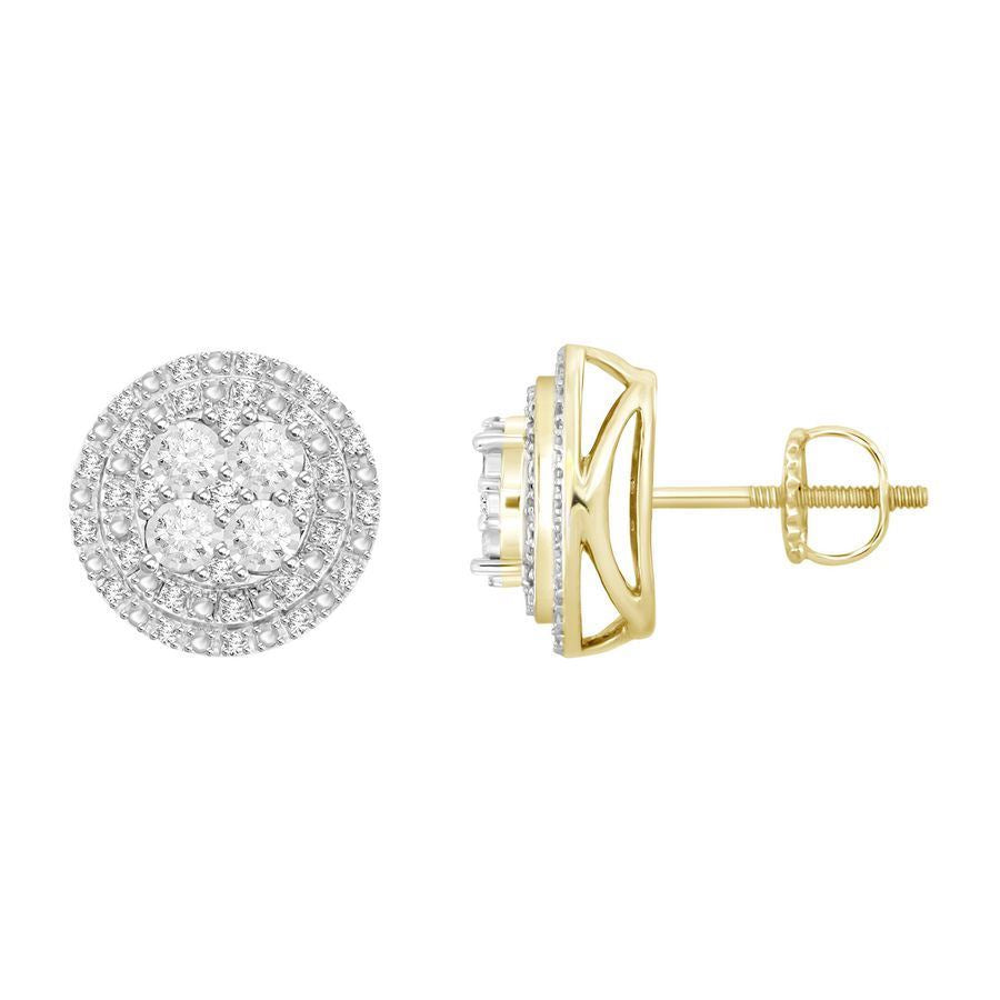 MEN'S EARRING 1/4 CT ROUND DIAMOND 10K YELLOW GOLD