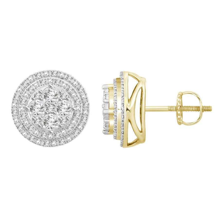 MEN'S EARRING 1/3 CT ROUND DIAMOND 10K YELLOW GOLD