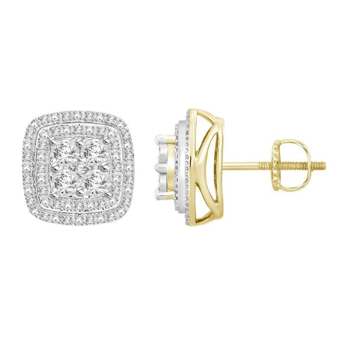 MEN'S EARRING 1/3 CT ROUND DIAMOND 10K YELLOW GOLD