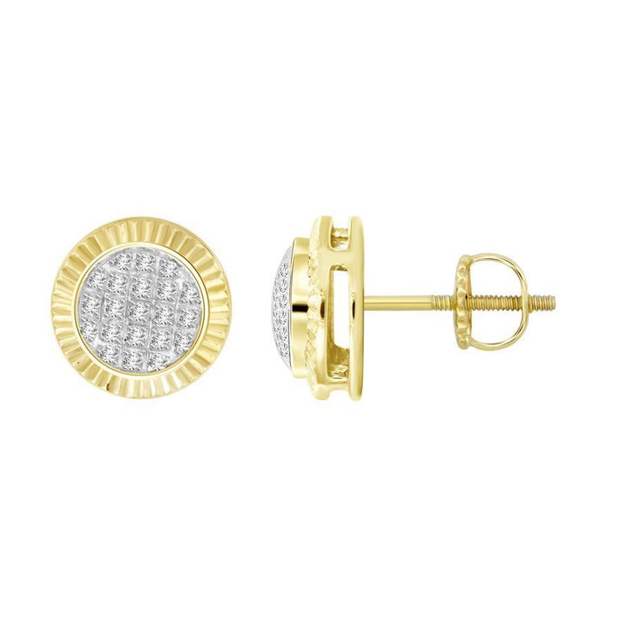 MEN'S EARRING 1/10 CT ROUND DIAMOND 10K YELLOW GOLD