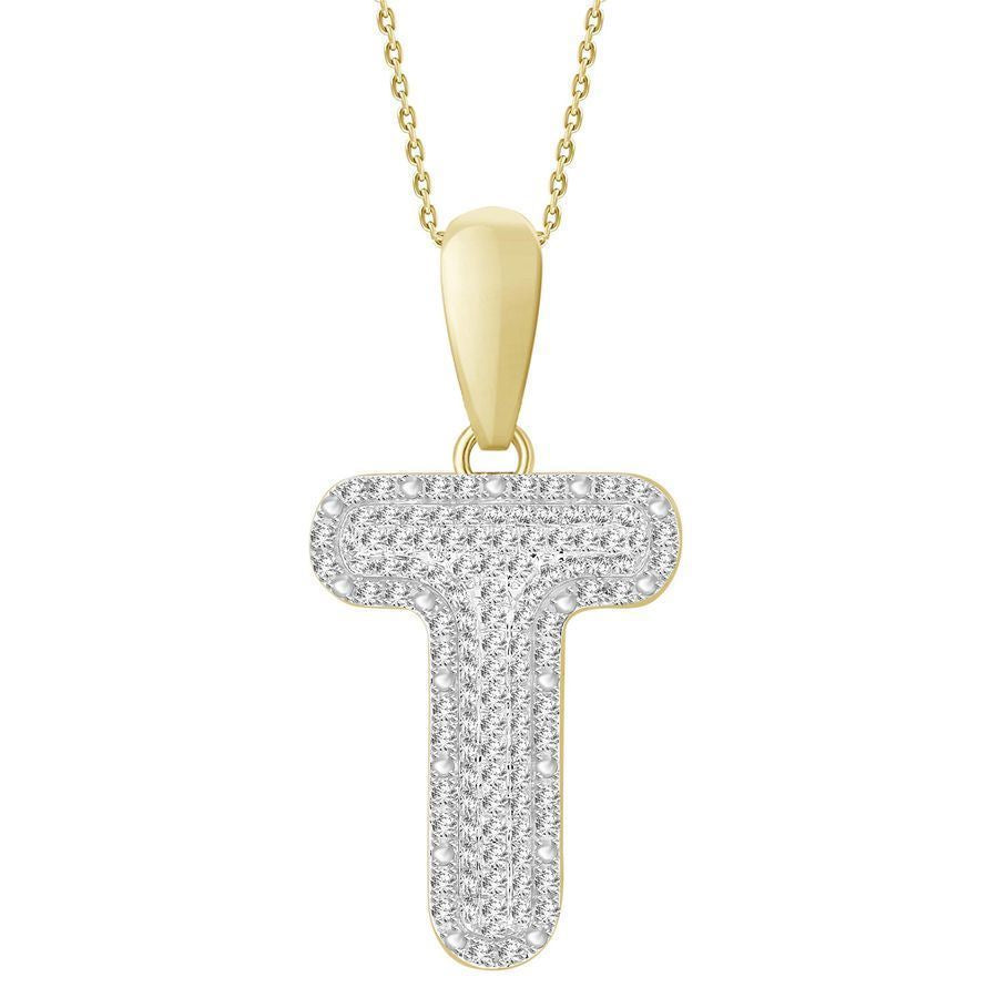MEN'S PENDANT 3/8 CT ROUND DIAMOND 10K YELLOW GOLD
