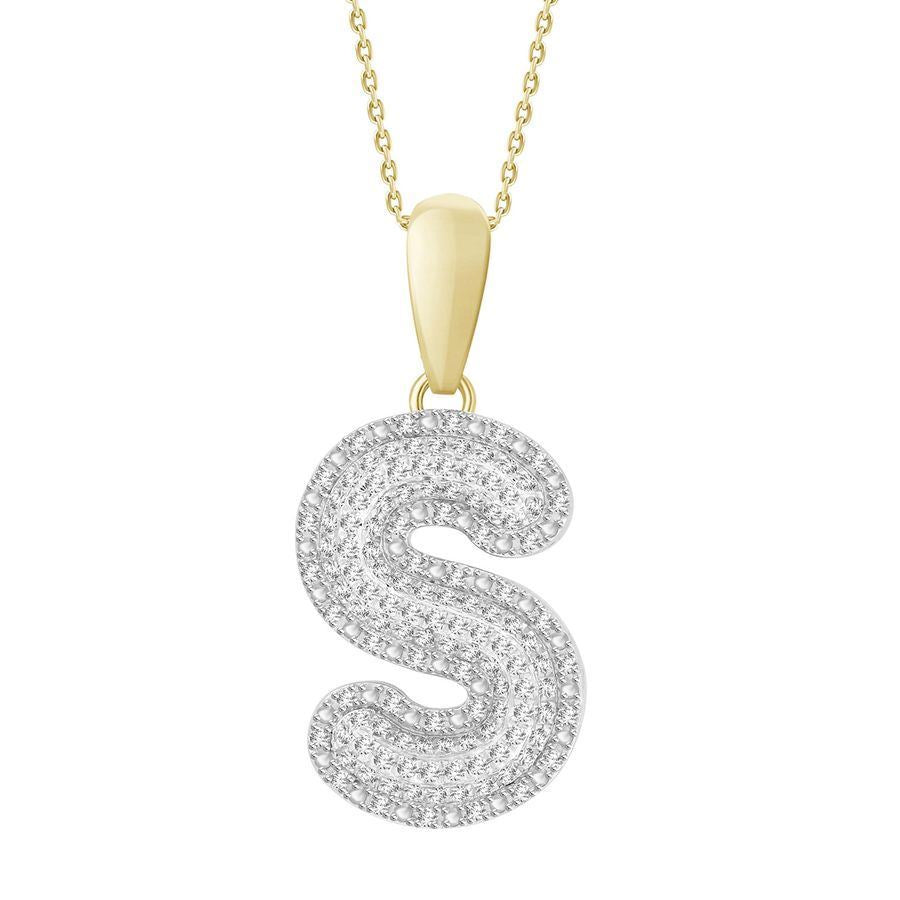 MEN'S PENDANT 3/8 CT ROUND DIAMOND 14K YELLOW GOLD