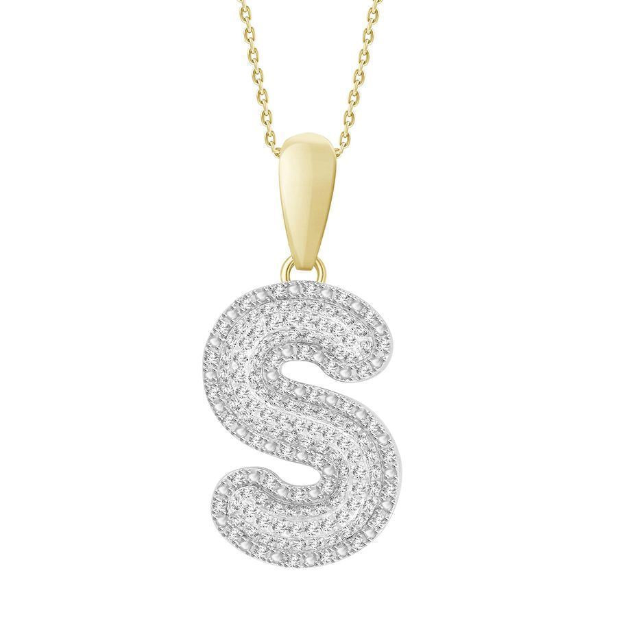 MEN'S PENDANT 3/8 CT ROUND DIAMOND 10K YELLOW GOLD