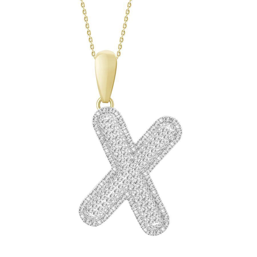 MEN'S PENDANT 3/8 CT ROUND DIAMOND 10K YELLOW GOLD