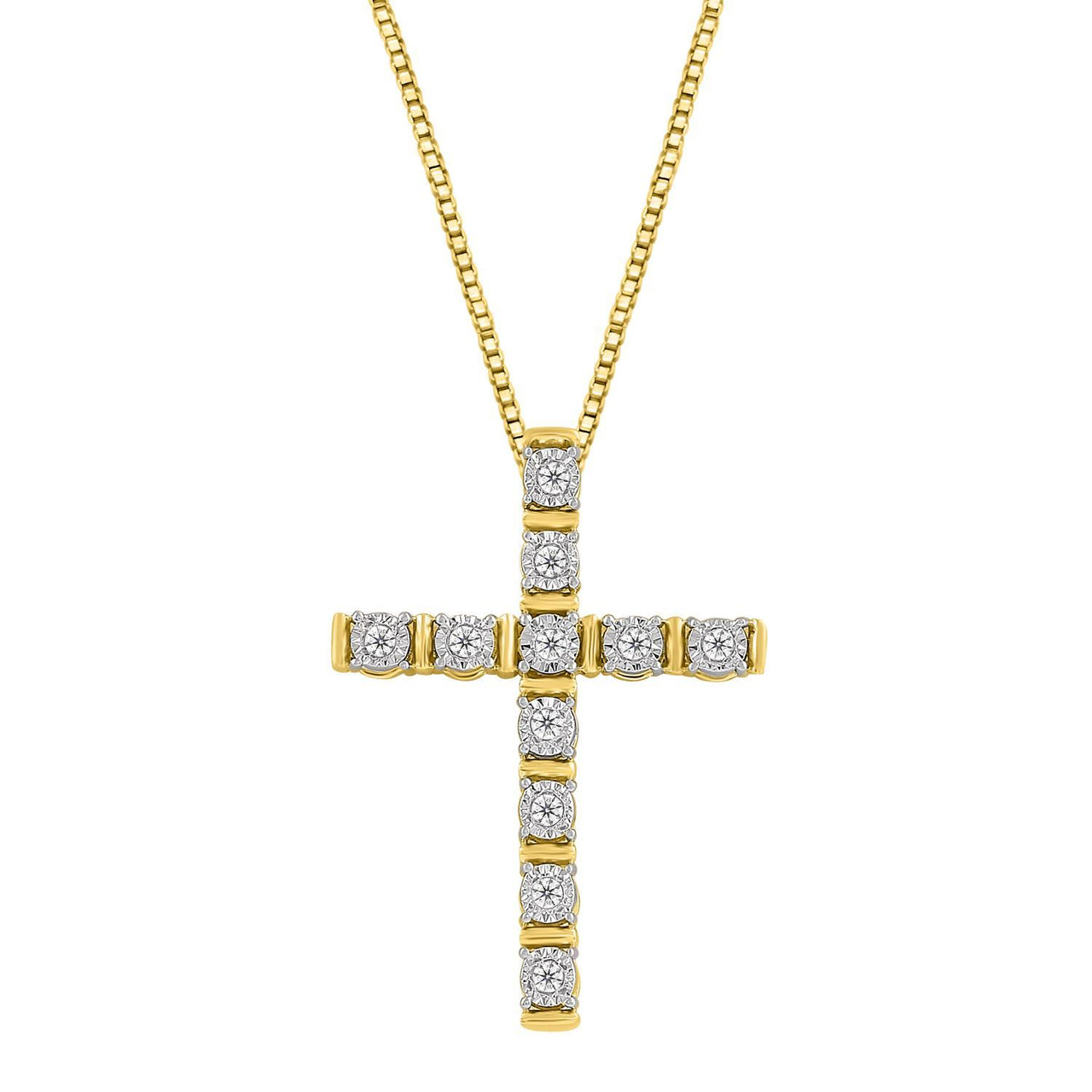 LADIES PENDANT 1/10 CT ROUND DIAMOND 10K YELLOW GOLD