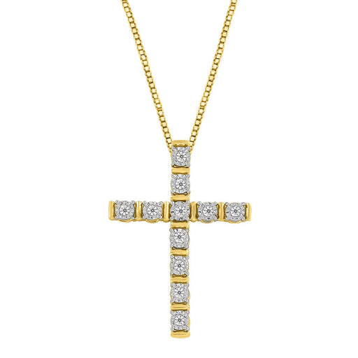 LADIES PENDANT 1/10 CT ROUND DIAMOND 10K YELLOW GOLD