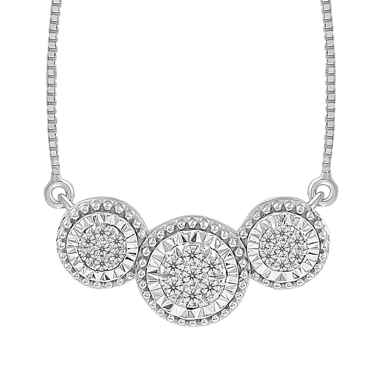 LADIES NECKLACE 1/10 CT ROUND DIAMOND 10K WHITE GOLD